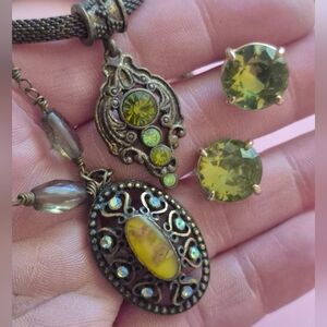 1928 COLLECTION & Banana Republic Jewelry Lot Of 3. Victorian Necklace STUDS